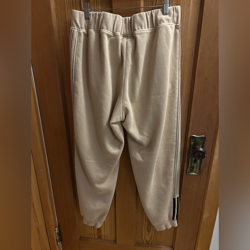 Adidas Original Fleece Joggers Size Large Beige/ Black - Picture 15 of 16